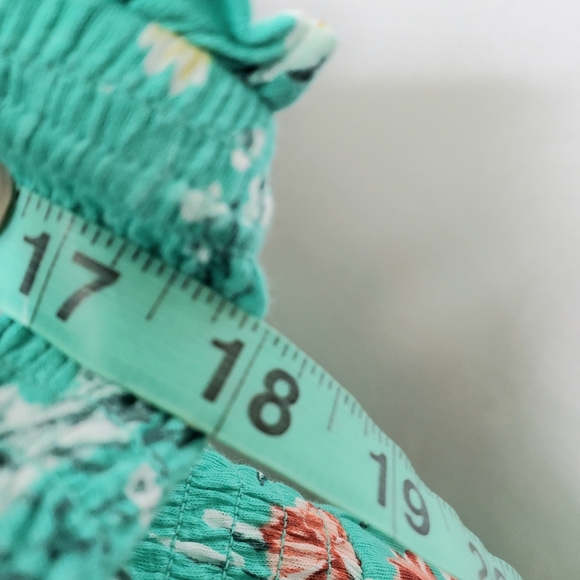 TORRID Teal Emerald Shirred Tube Floral Tube Top Blouse Size 2X - Picture 7 of 7